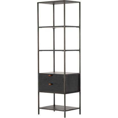 Trey Bookshelf by Four Hands. Made from iron, top grain leather, solid poplar in a modern style.