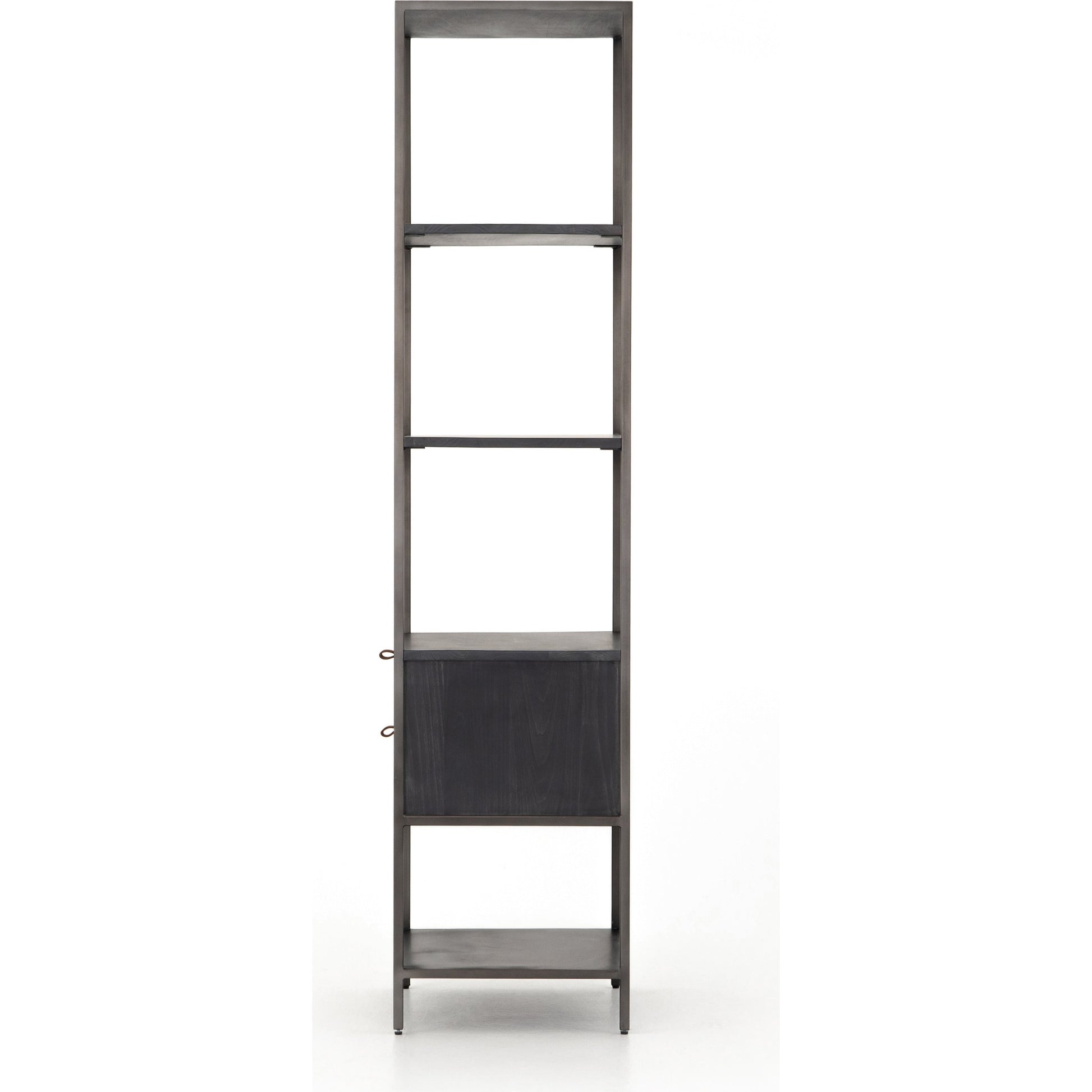 Trey Bookshelf by Four Hands. Made from iron, top grain leather, solid poplar in a modern style.