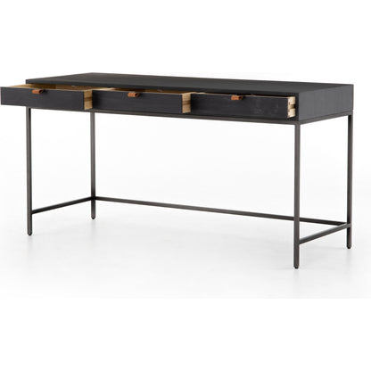 Trey Modular Writing Desk by Four Hands. Made from solid poplar, top grain leather, iron in a modern style.
