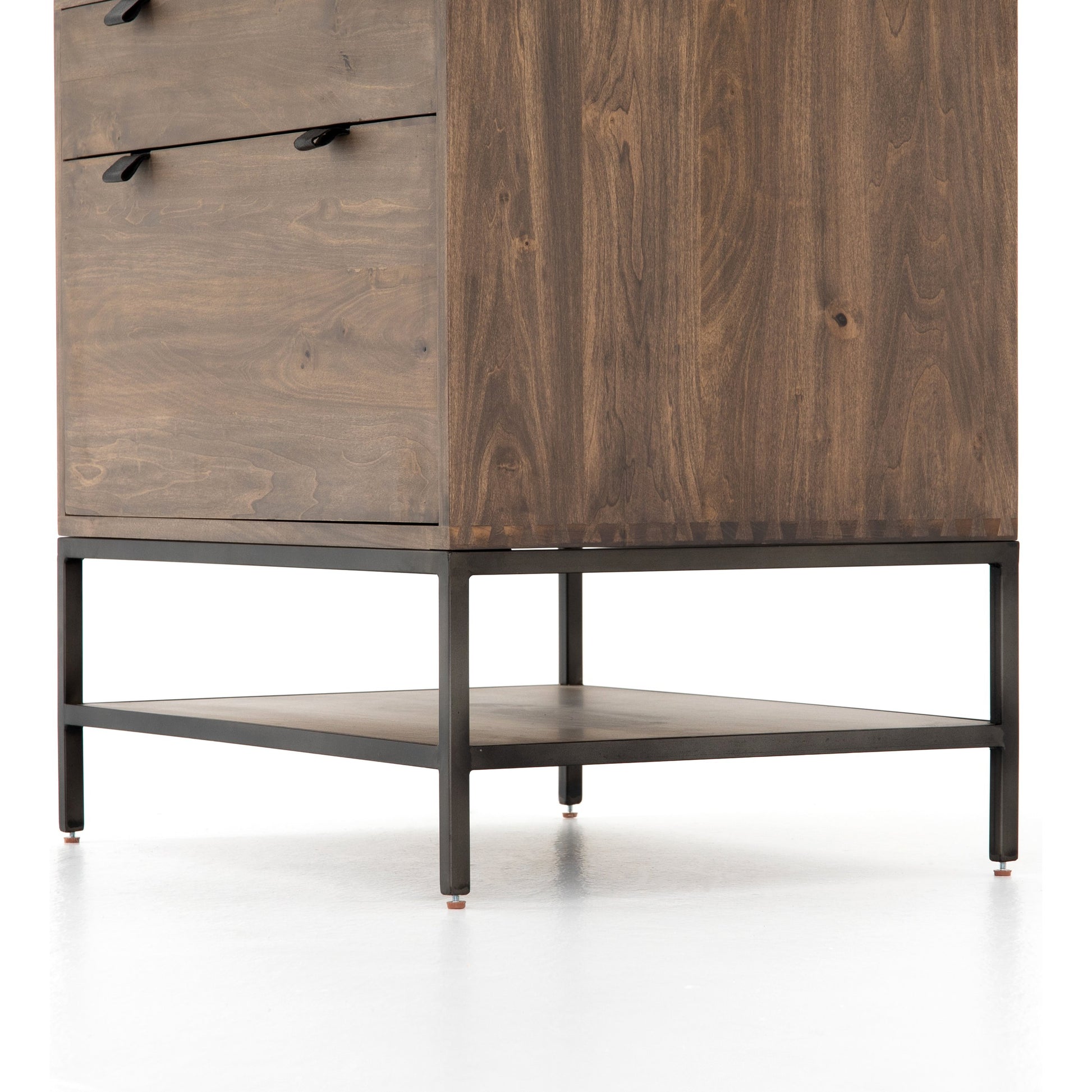 Trey Modular Filing Cabinet by Four Hands. Made from solid poplar, top grain leather, iron in a modern style.