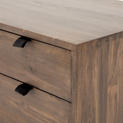 Trey Modular Filing Cabinet by Four Hands. Made from solid poplar, top grain leather, iron in a modern style.