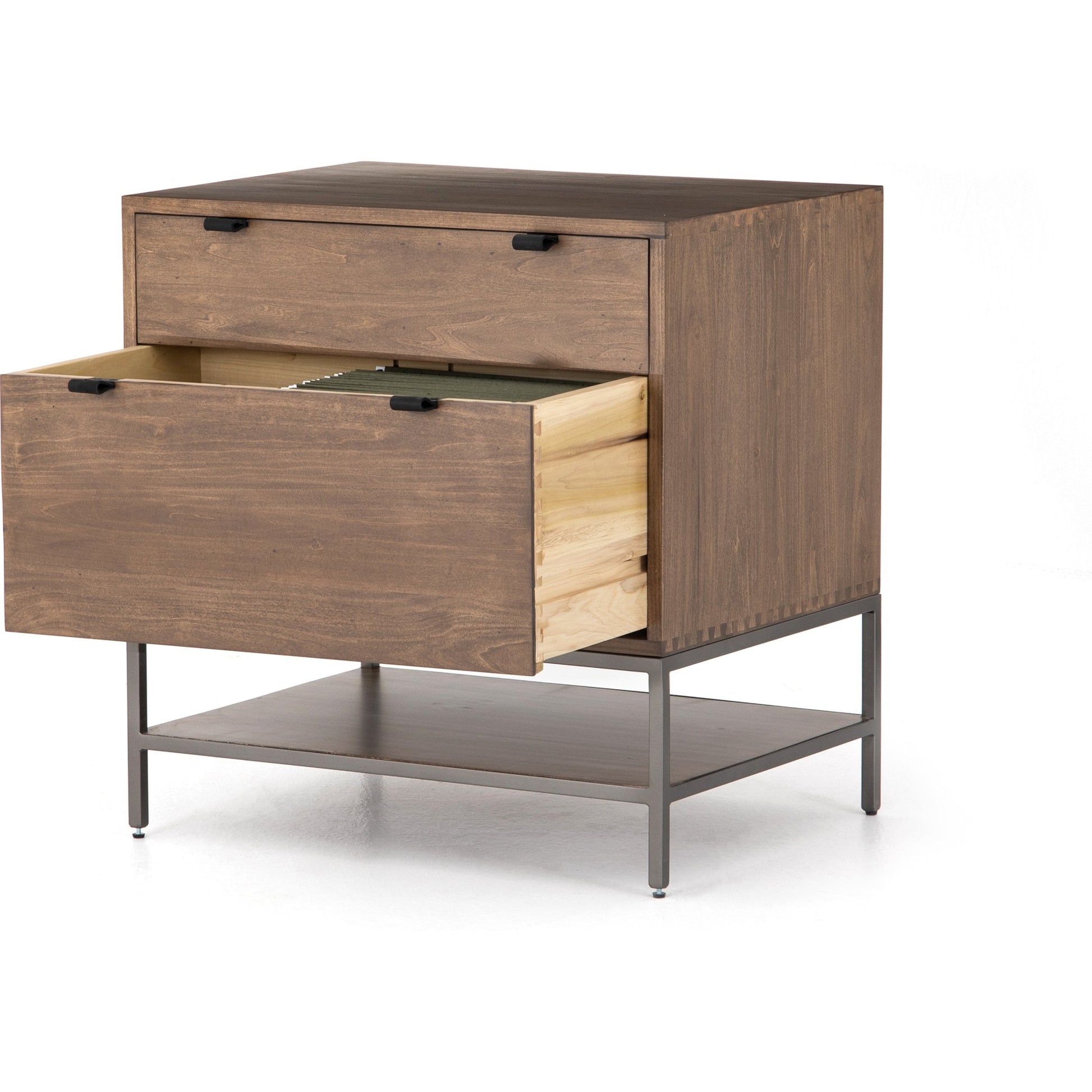Trey Modular Filing Cabinet by Four Hands. Made from solid poplar, top grain leather, iron in a modern style.