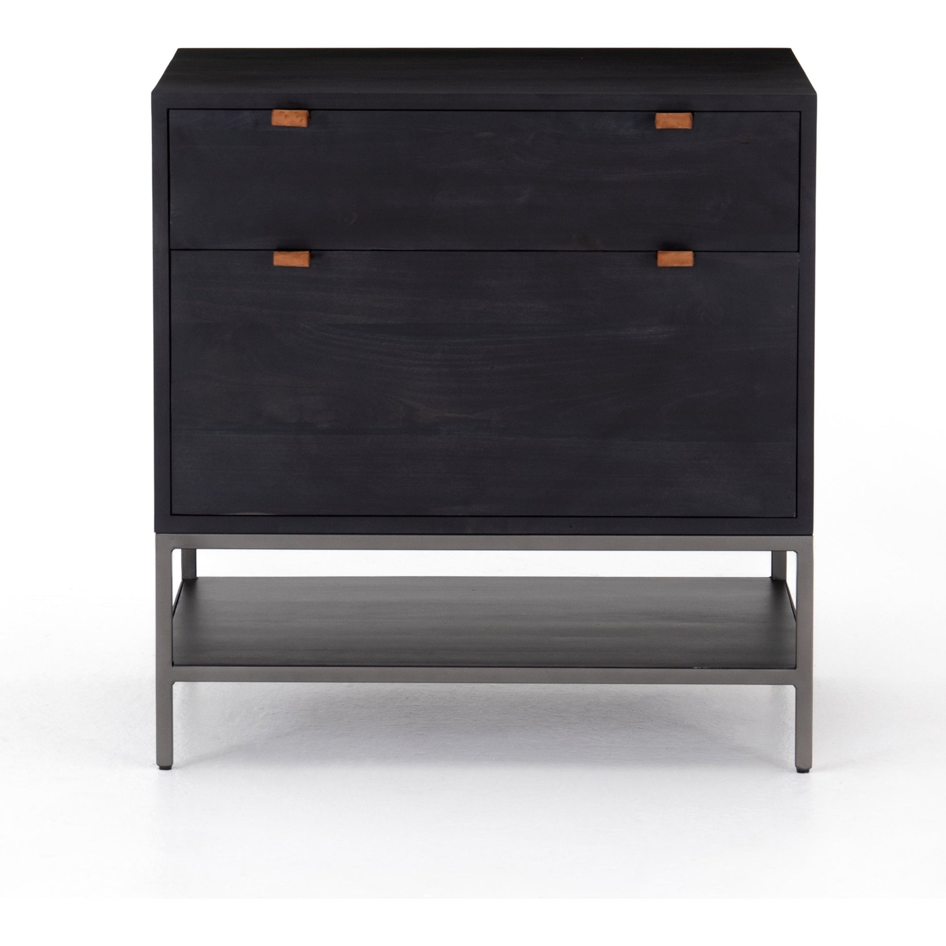 Trey Modular Filing Cabinet by Four Hands. Made from solid poplar, top grain leather, iron in a modern style.