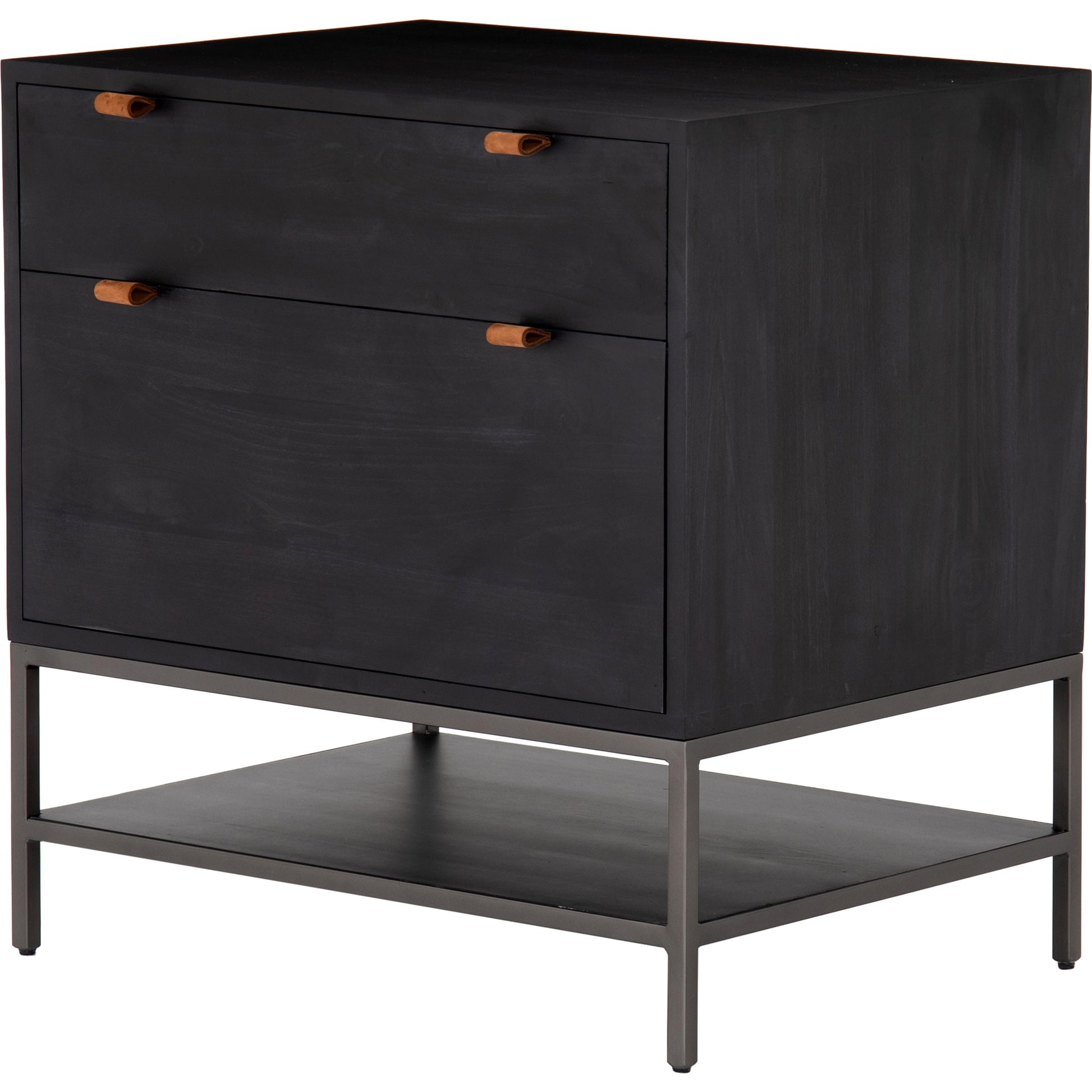 Trey Modular Filing Cabinet by Four Hands. Made from solid poplar, top grain leather, iron in a modern style.