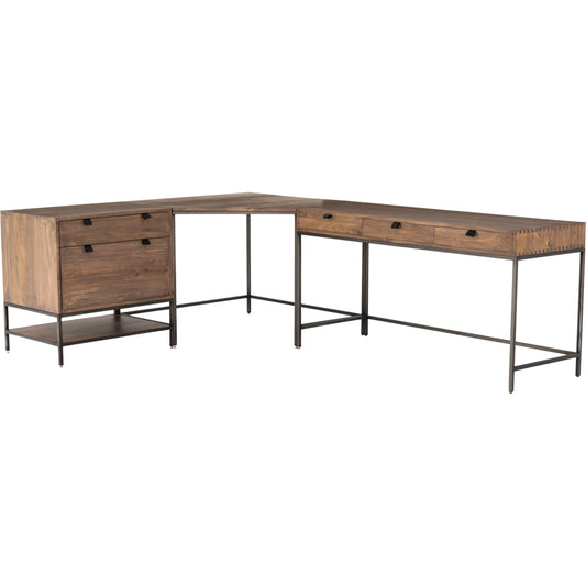 Trey Modular Corner Desk by Four Hands. Made from iron, solid poplar in a modern style.