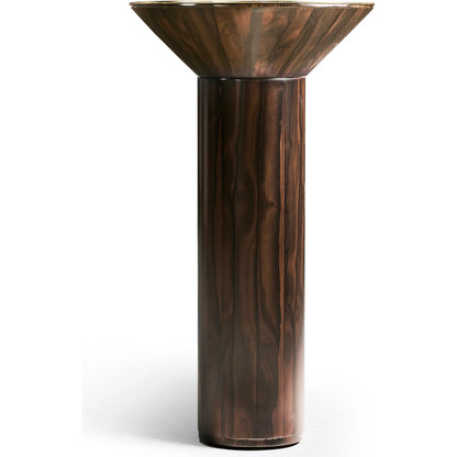 Verdure Console Table by Jonathan Charles in jade green straw. Made from ziricote veneer flat cut in a eclectic & global style.
