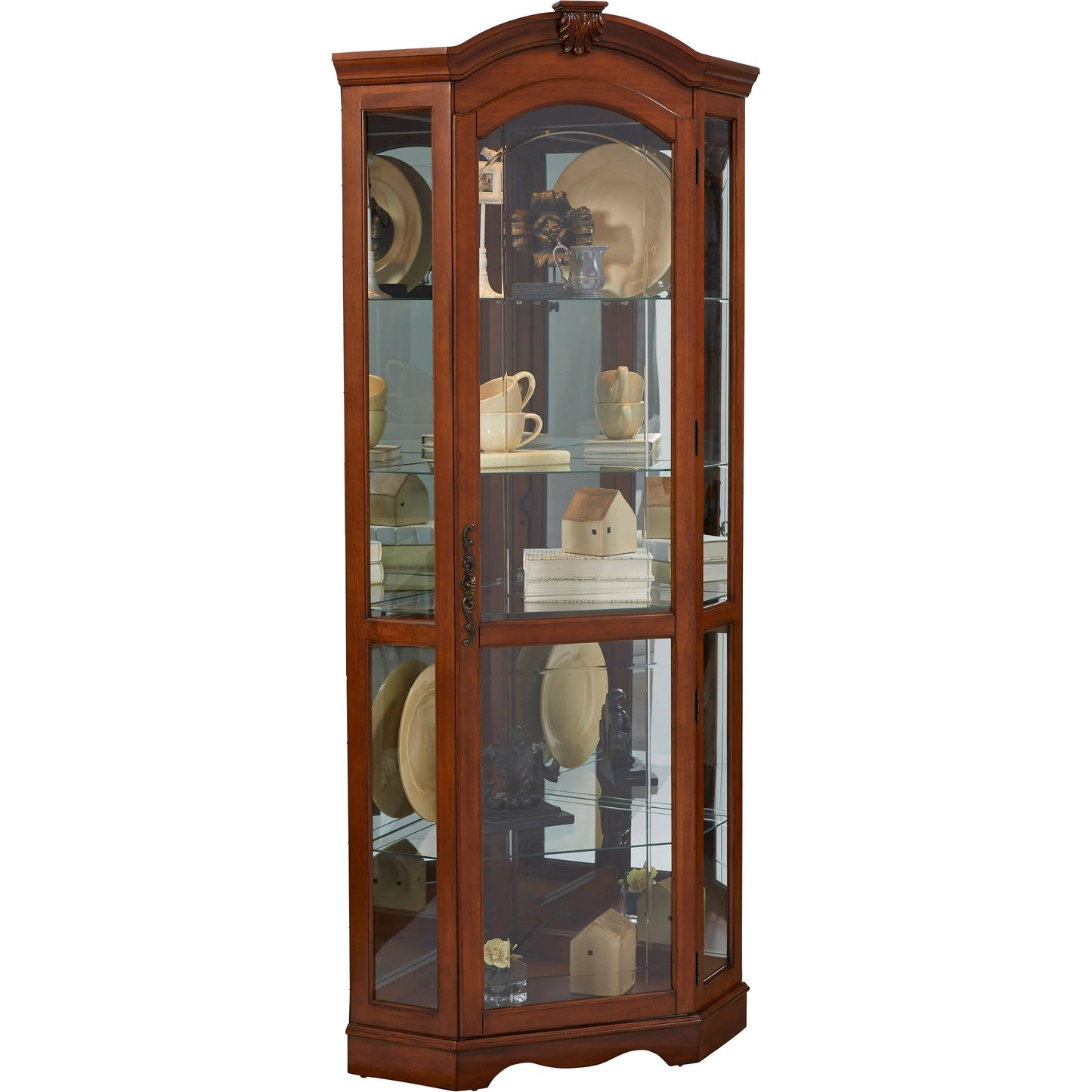 003 SI-2155497 | Additional Silo | Medallion Cherry Corner Curio by Pulaski Furniture in cherry brown. Made from select hardwoods in a traditional style.