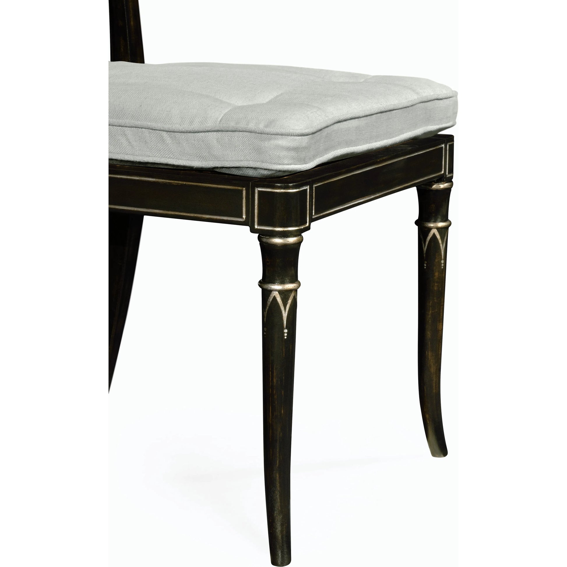 William Yeoward Linden Charcoal Wash Dining Side Chair by Jonathan Charles in charcoal wash. Made from acacia in a traditional style.