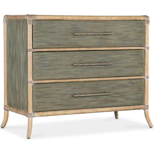 Retreat Pole Rattan Chest by Hooker Furniture. Made from bamboo, maple veneers with rope in a cottage & farmhouse style.