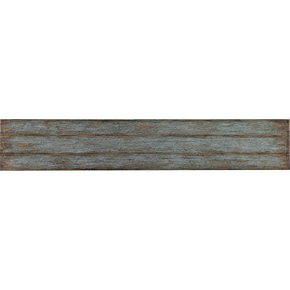 La Grange Burnham Console by Hooker Furniture in blue bonnet. Made from pecky hickory veneers, nailheads, solid-wood edge top in a modern style.