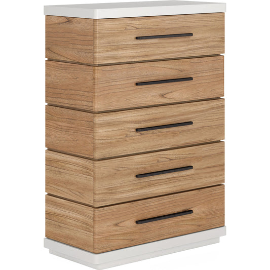 Portico Drawer Chest by A.R.T. Furniture in sienna, white plaster. Made from parawood solids, mindi veneers in a modern style.