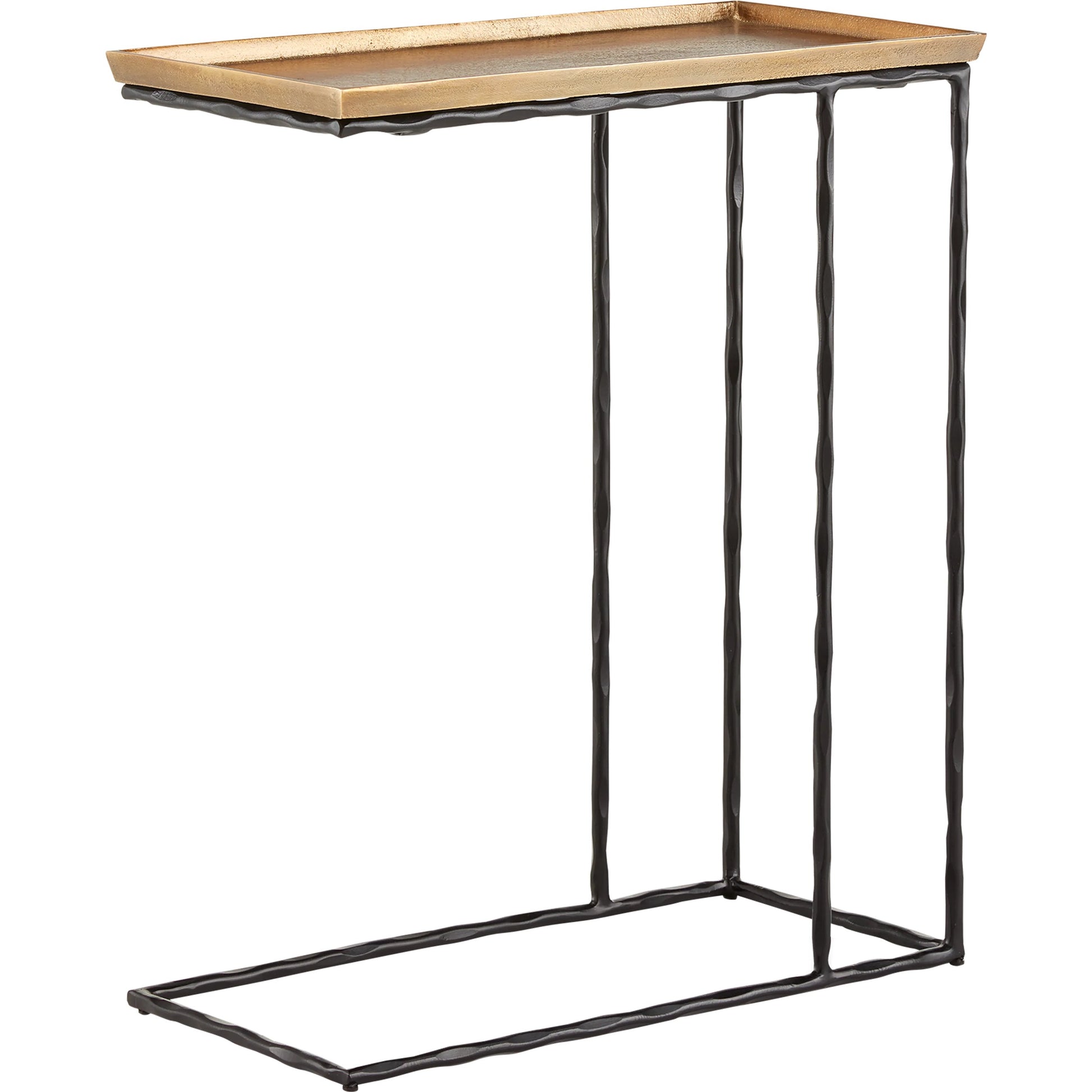 Boyles C Table by Currey and Company in antique brass, black. Made from cast aluminum, wrought iron in a transitional style.