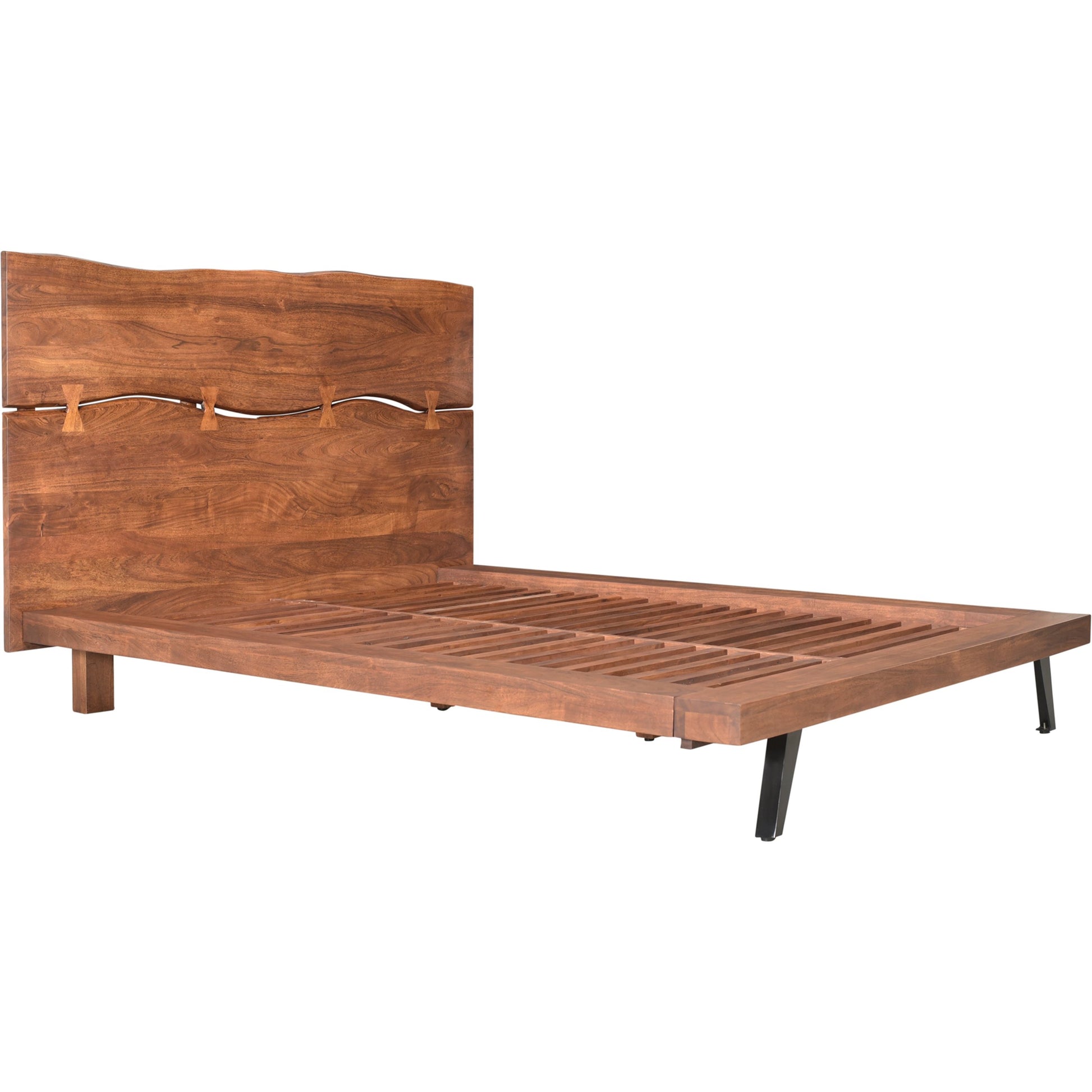 Madagascar Platform Bed by Moe's Home Collection. Made from solid acacia, steel legs, wood slats in a modern style.