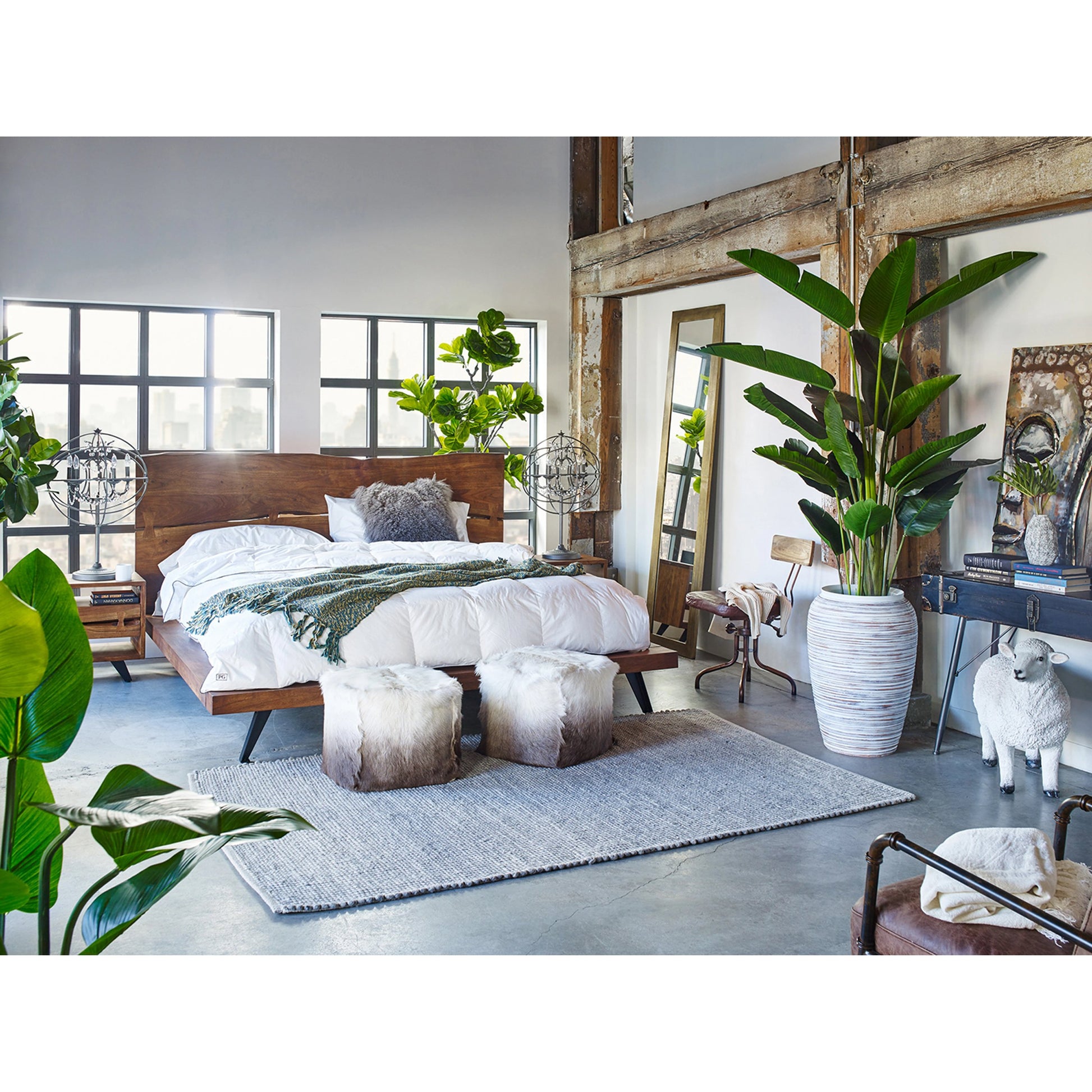Madagascar Platform Bed by Moe's Home Collection. Made from solid acacia, steel legs, wood slats in a modern style.