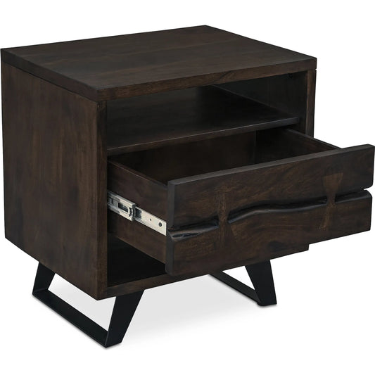 Madagascar Nightstand by Moe's Home Collection in brown. Made from acacia wood, iron in a unique style.