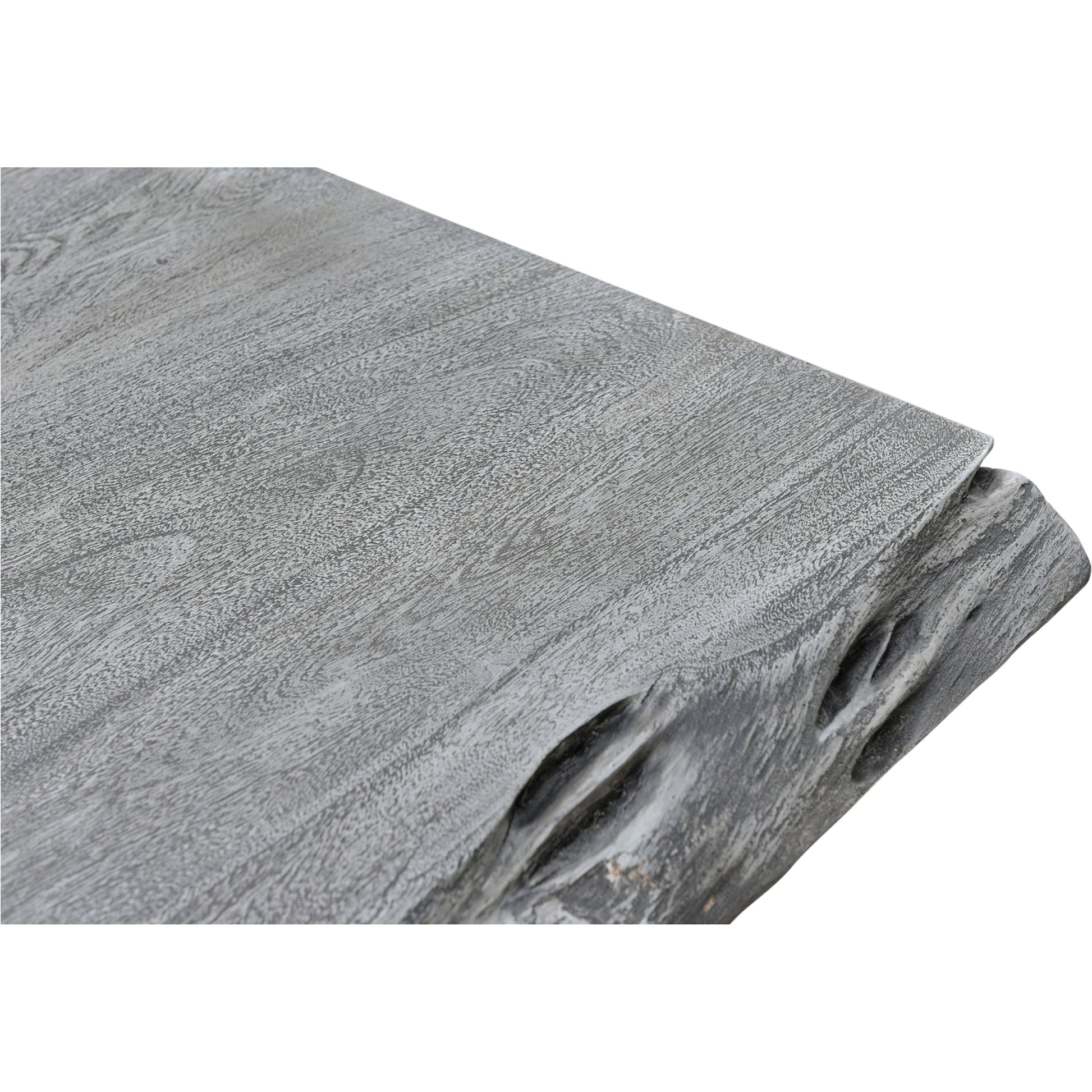 Edge Dining Table by Moe's Home Collection in light grey. Made from solid acacia, iron base in a modern style.