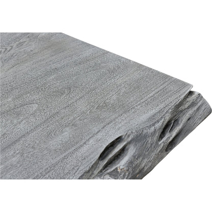 Edge Dining Table by Moe's Home Collection in light grey. Made from solid acacia, iron base in a modern style.