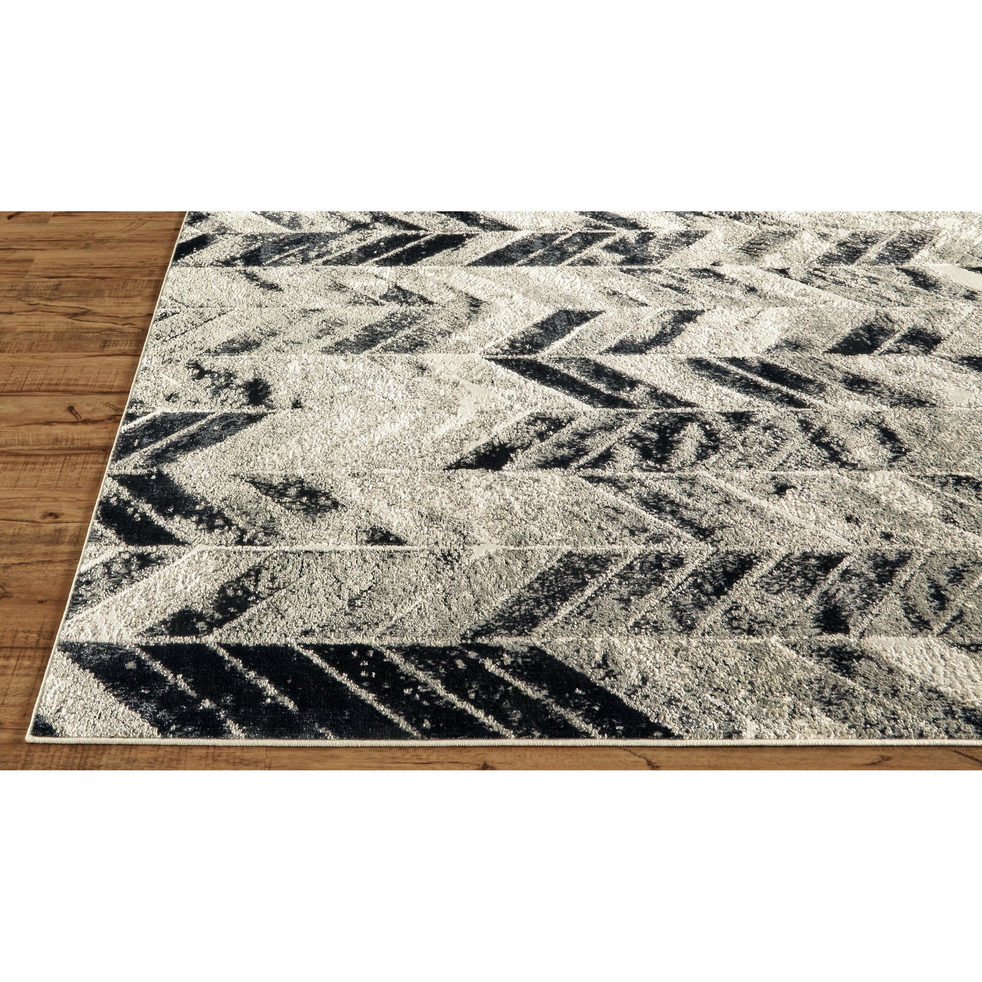 Micah Chevron Rug - 3048F by Feizy in black, gray, silver. Made from polyester, polypropylene in a unique style.