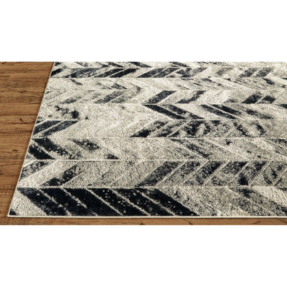 Micah Chevron Rug - 3048F by Feizy in black, gray, silver. Made from polyester, polypropylene in a unique style.