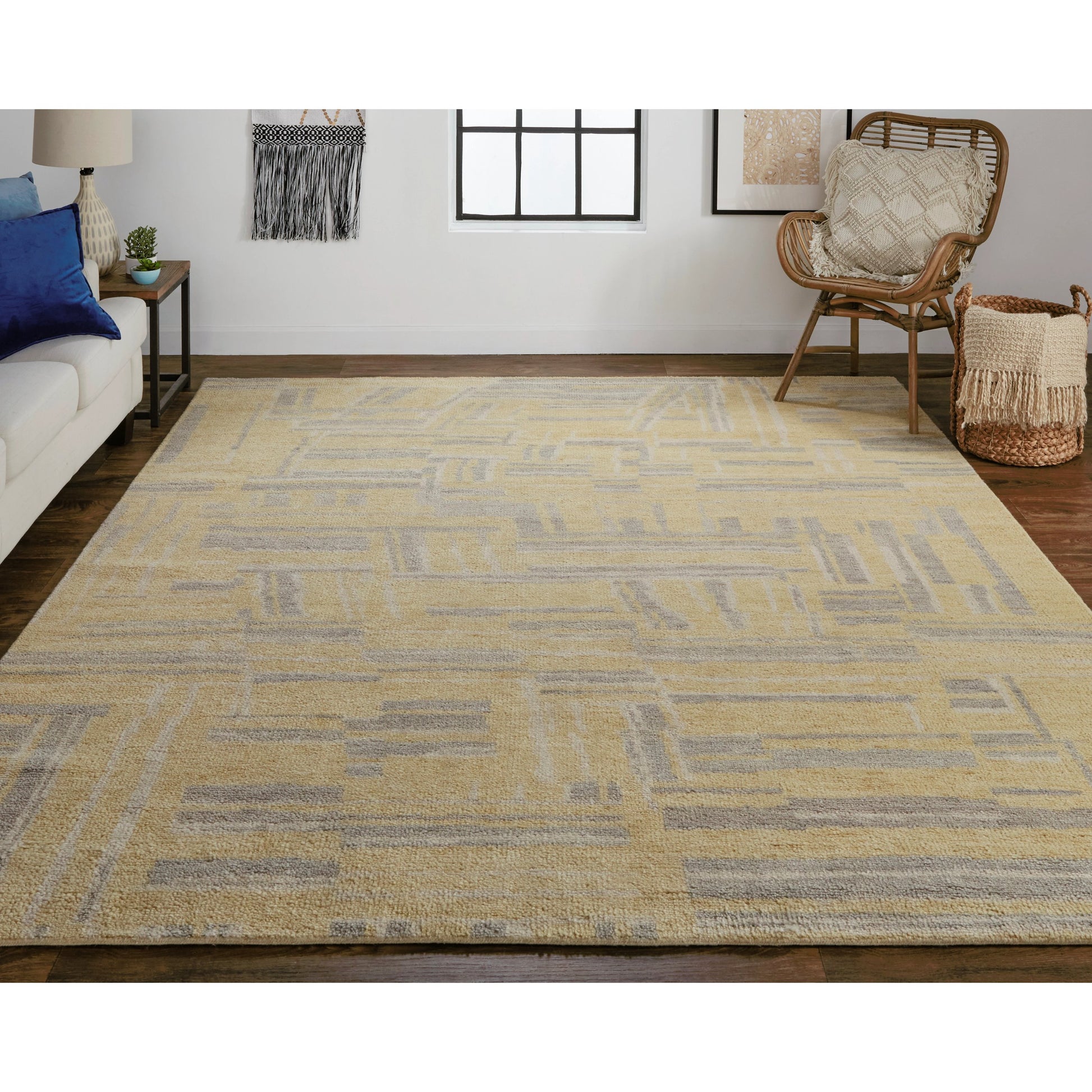 Weatherfield Transitional Rug - T06T6004 by Thom Felicia by Feizy Rugs in gold, gray. Made from wool in a unique style.