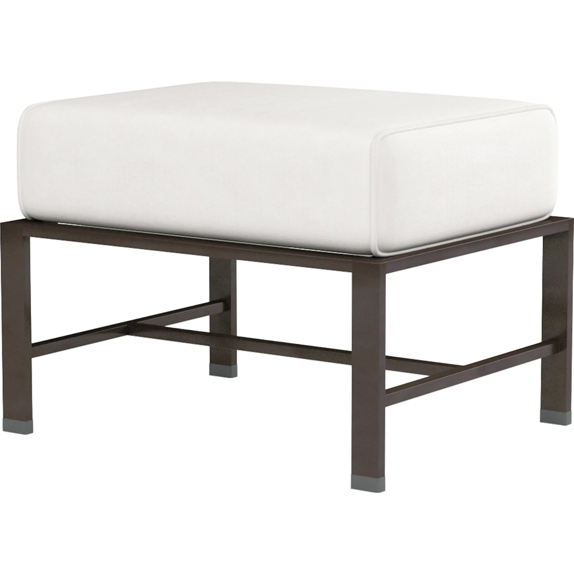 La Jolla Outdoor Ottoman by Sunset West in browns. Made from aluminum in a modern style.