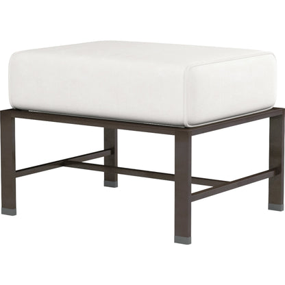 La Jolla Outdoor Ottoman by Sunset West in browns. Made from aluminum in a modern style.