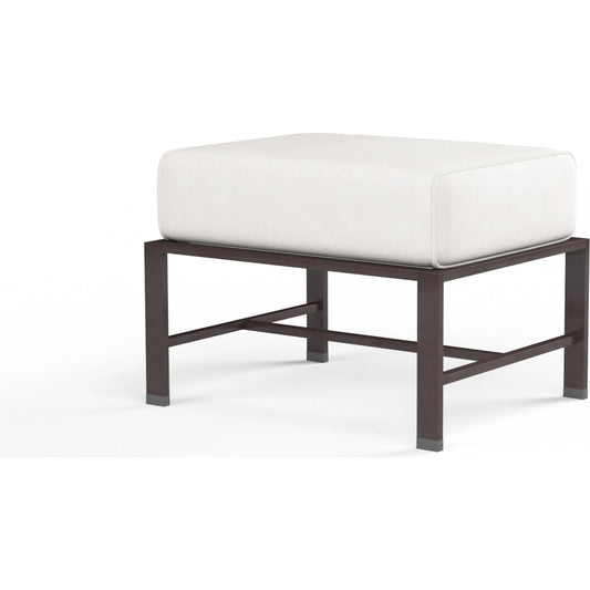 La Outdoor Jolla Ottoman by Sunset West in espresso. Made from aluminum in a modern style.