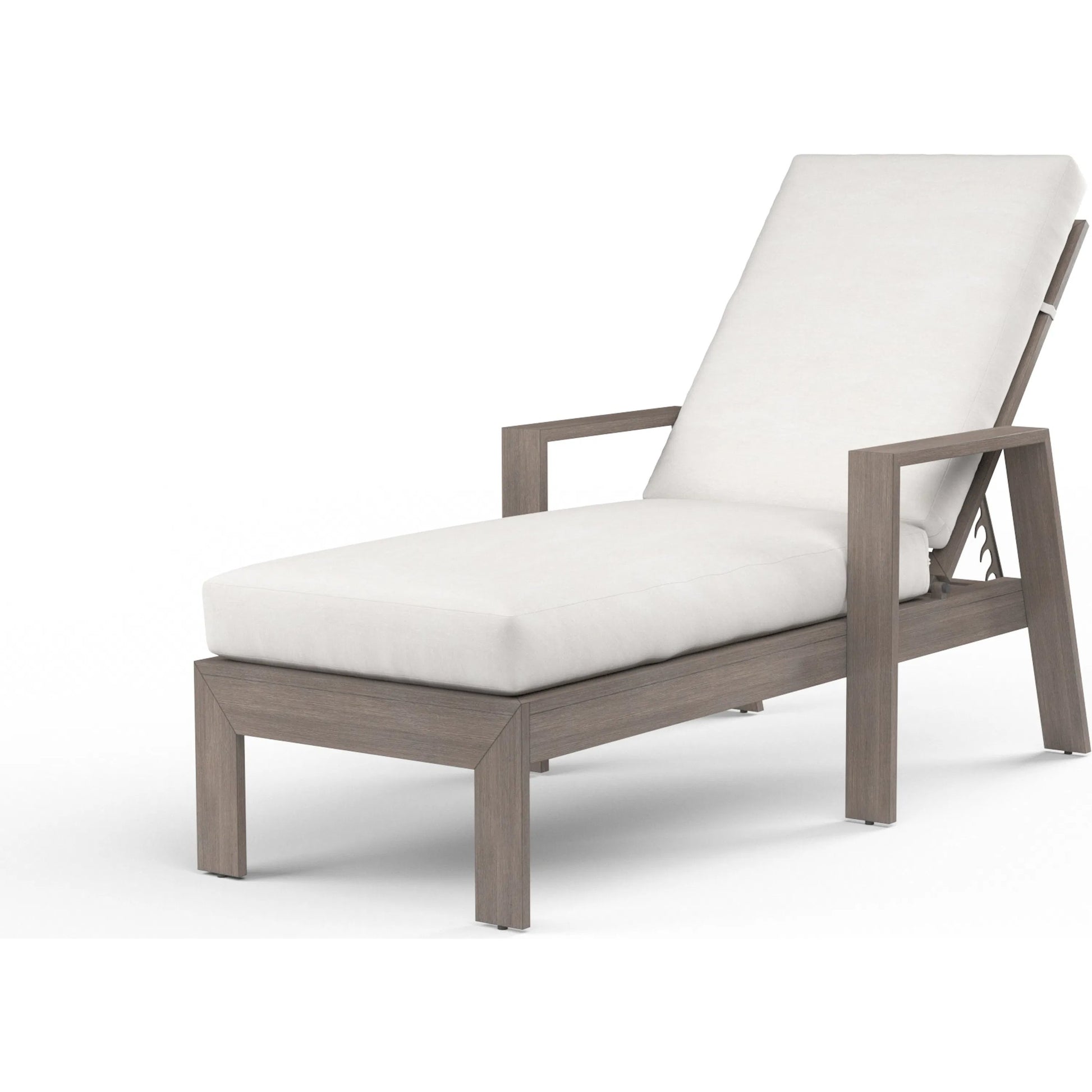 Laguna Outdoor Chaise Lounge by Sunset West in browns. Made from aluminum in a modern style.