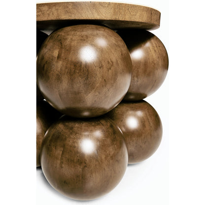 Orb Round Accent Table by Jonathan Charles in brown and medium brown mahogany. Made from mahogany veneers, faux bone in a modern style.