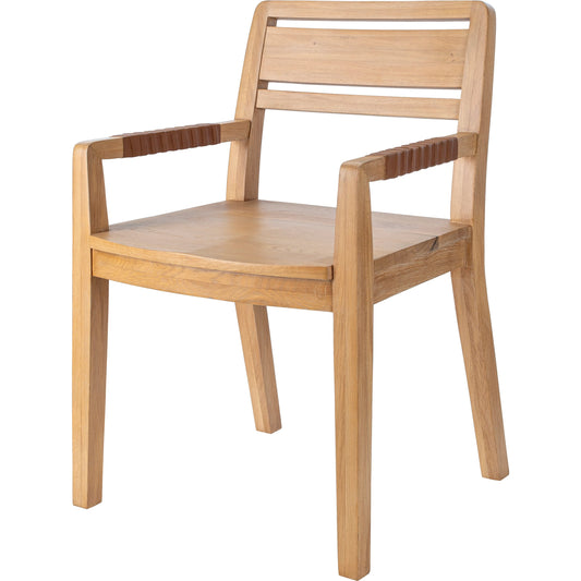 Uintah Dining Chair by Surya in top: wood, base: tan and polished. Made from top: oak, base: leather in a modern style.