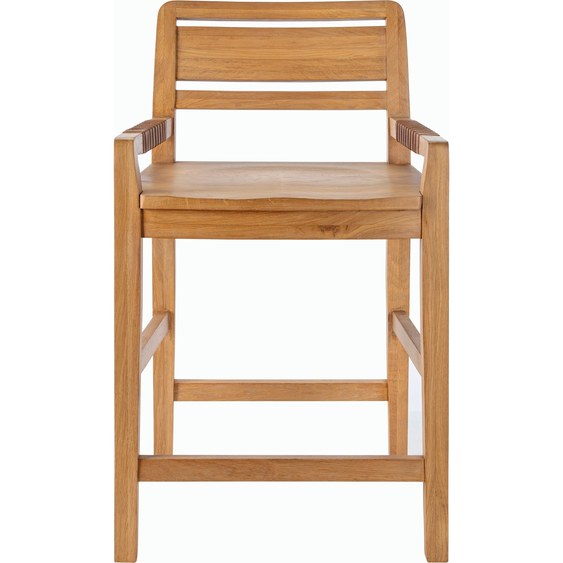 Uintah Stool by Surya in top: wood, base: tan and polished. Made from top: oak, base: leather in a modern style.