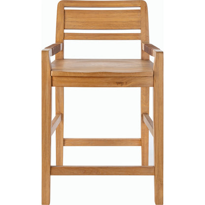 Uintah Stool by Surya in top: wood, base: tan and polished. Made from top: oak, base: leather in a modern style.