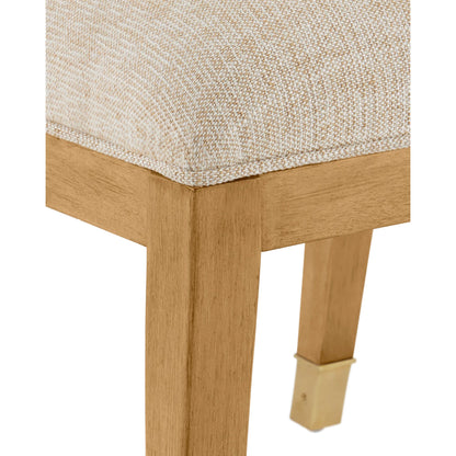 Santos Side Chair by Currey and Company. Made from mahogany, rattan, brass in a modern style.