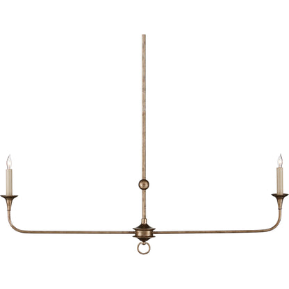 Nottaway Linear Chandelier by Currey and Company. Made from wrought iron in a traditional style.