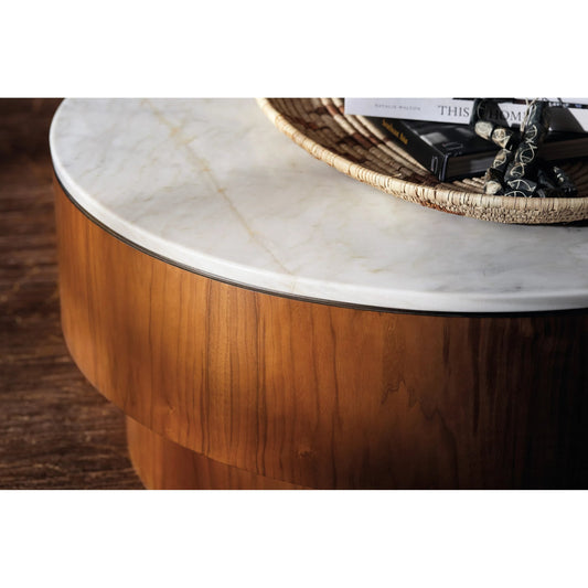 Vana Round Coffee Table by Hooker Furniture in medium walnut. Made from unique in a transitional style.