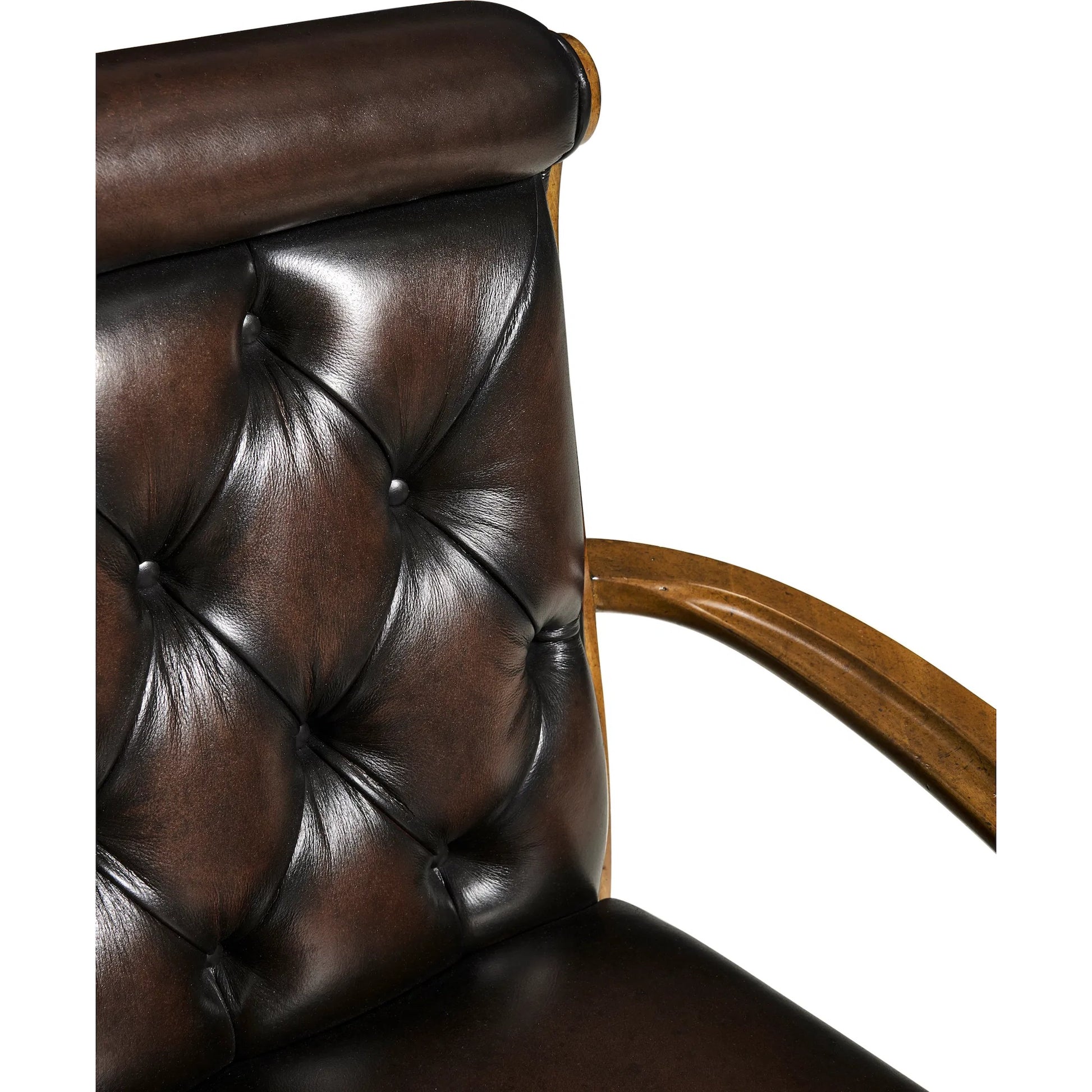Viceroy Arm Chair by Jonathan Charles in viceroy brown santos. Made from local mahogany, leather, brass in a unique style.