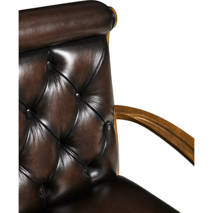 Viceroy Arm Chair by Jonathan Charles in viceroy brown santos. Made from local mahogany, leather, brass in a unique style.
