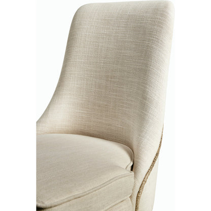 Water Shoal Linen & Grasscloth Side Chair by Jonathan Charles in grasscloth, performance linen. Made from hardwood solids, foam, fabric, grass cloth, brass in a transitional style.