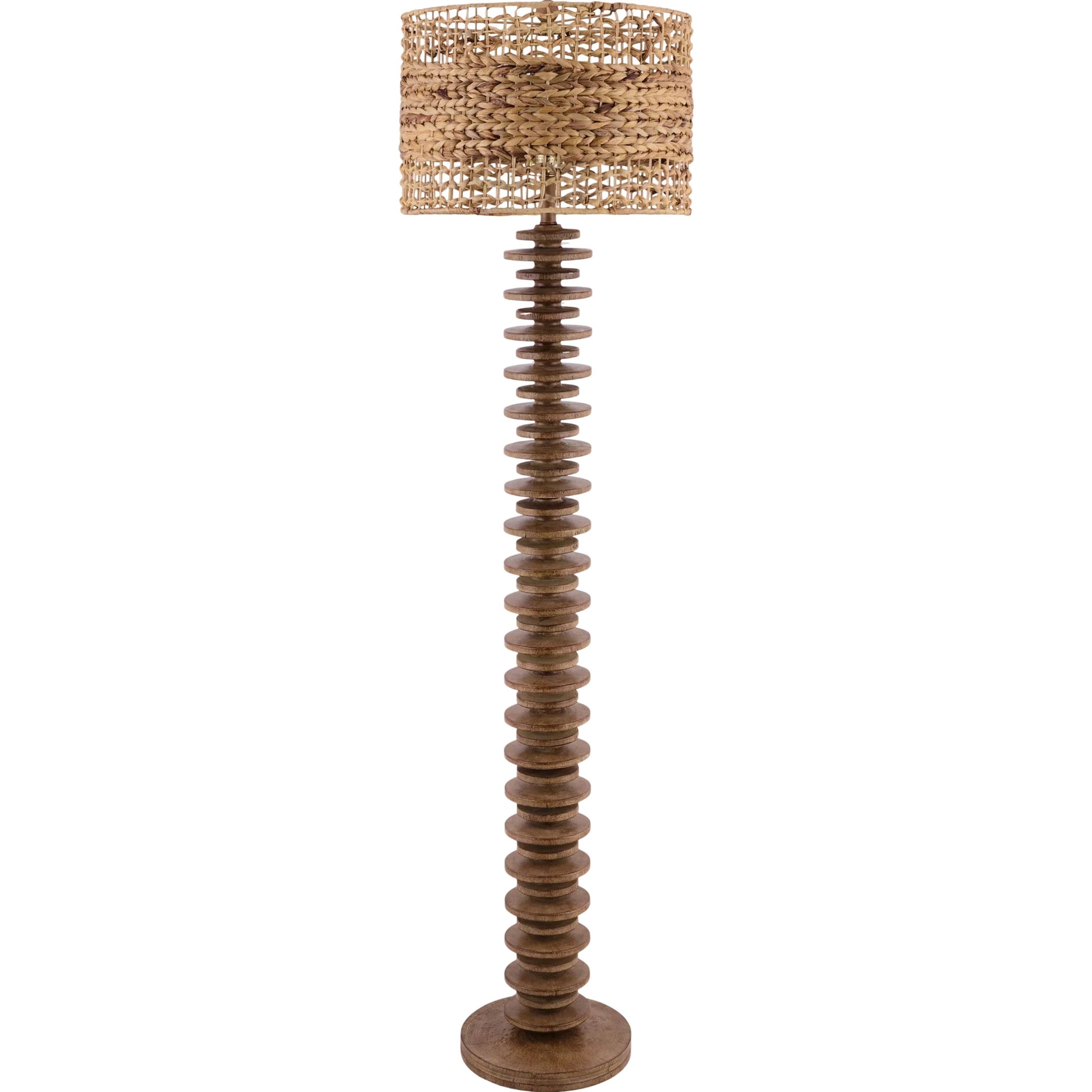 Ukwi Accent Floor Lamp with Seagrass Shade by Surya. Made from resin, seagrass, iron in a rustic style.