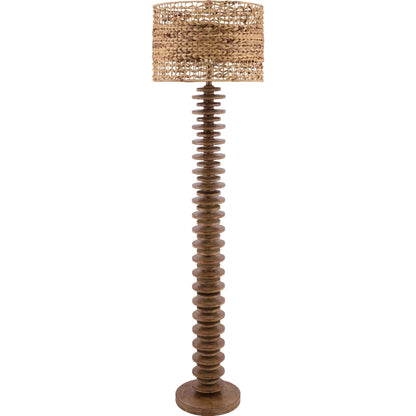 Ukwi Accent Floor Lamp with Seagrass Shade by Surya. Made from resin, seagrass, iron in a rustic style.