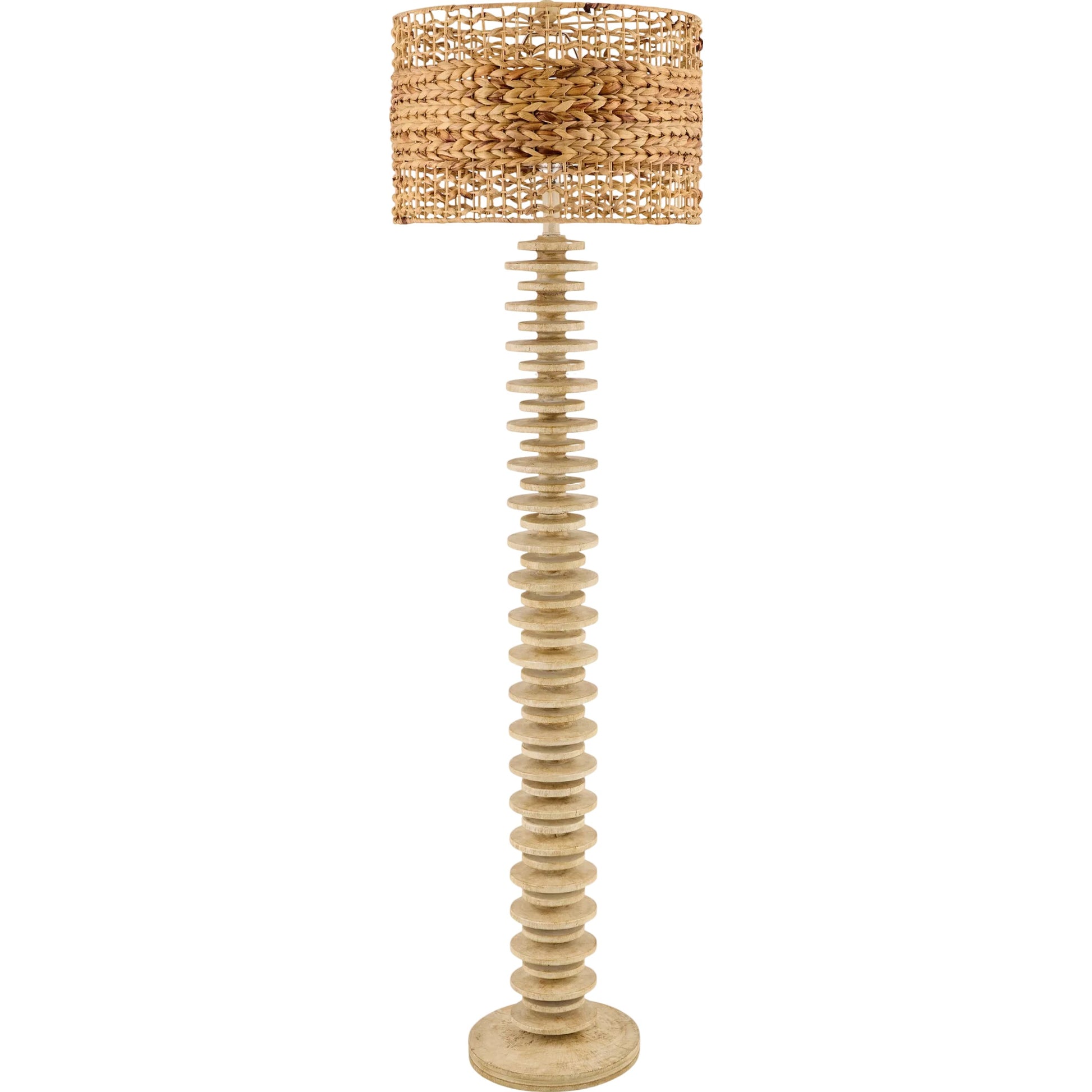 Ukwi Accent Floor Lamp with Seagrass Shade by Surya. Made from resin, seagrass, iron in a rustic style.