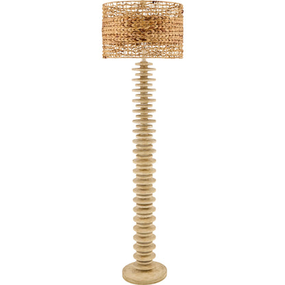 Ukwi Accent Floor Lamp with Seagrass Shade by Surya. Made from resin, seagrass, iron in a rustic style.
