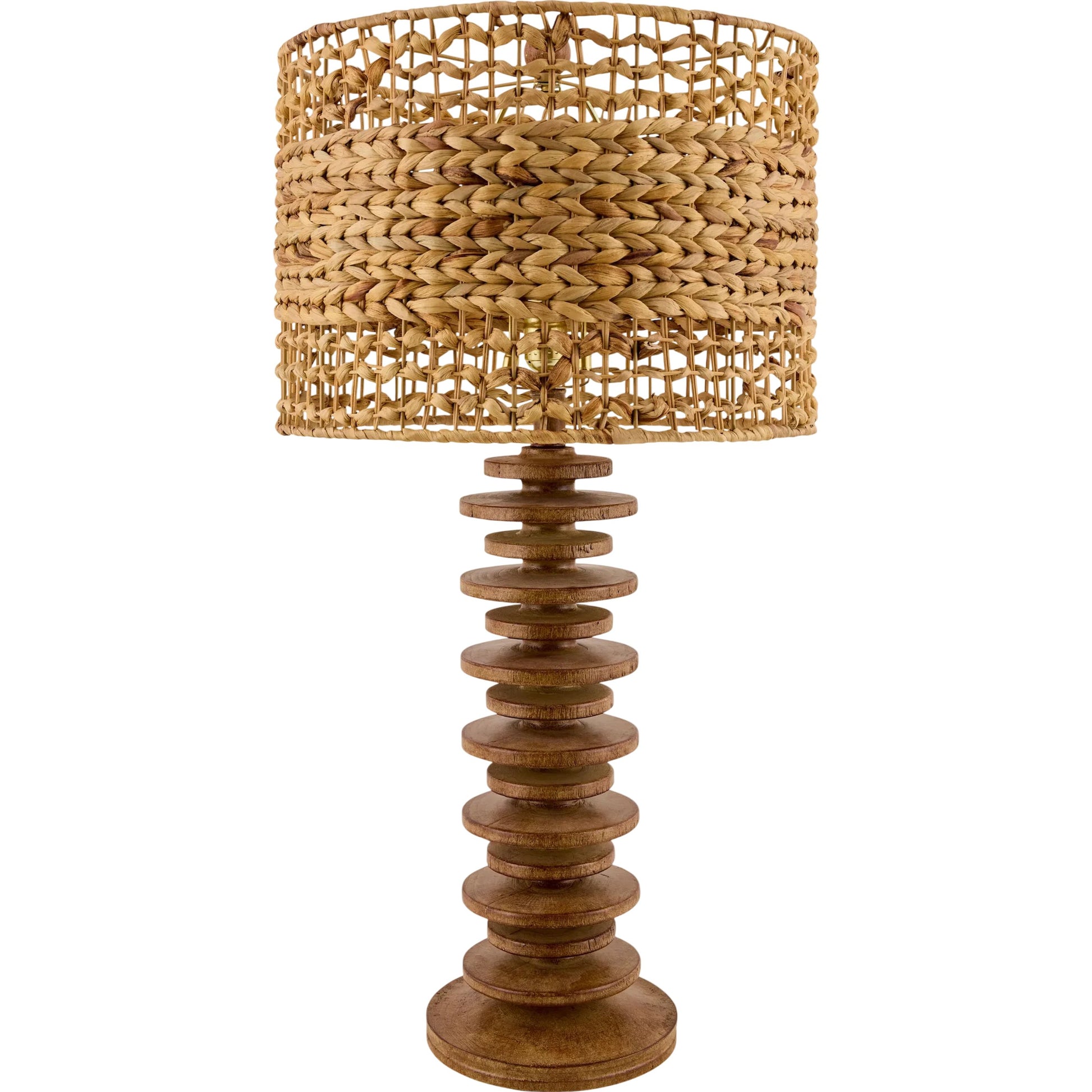 Ukwi Accent Table Lamp with Seagrass Shade by Surya. Made from resin, seagrass, iron in a rustic style.