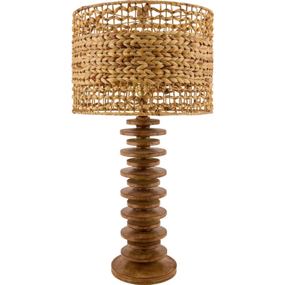 Ukwi Accent Table Lamp with Seagrass Shade by Surya. Made from resin, seagrass, iron in a rustic style.