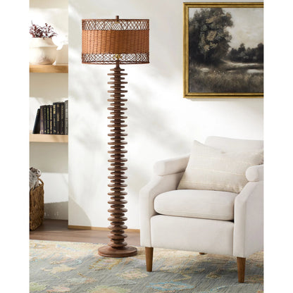Ukwi Accent Floor Lamp with Seagrass Shade by Surya. Made from resin, seagrass, iron in a rustic style.