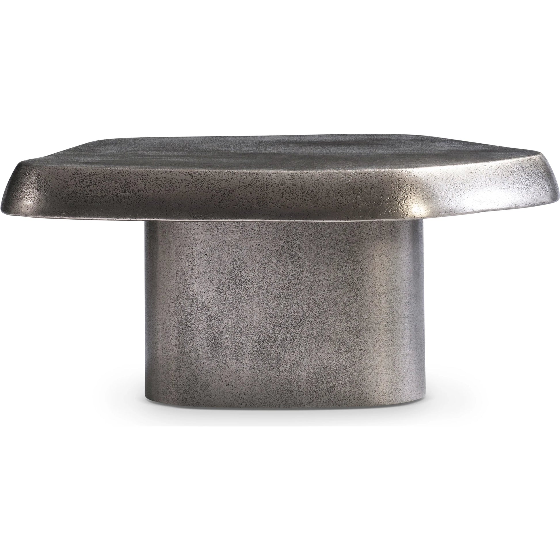 Clawson Cocktail Table by Bernhardt in graphite. Made from aluminum in a modern style.