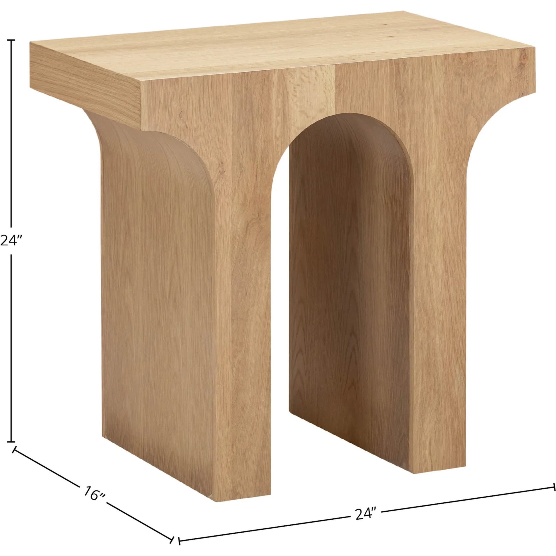 Umbrella Side Table by LH Imports in light brown and brush white wash. Made from solid oak, oak veneer, mdf in a transitional style.