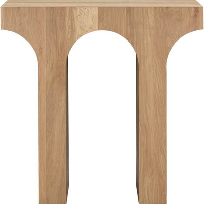 Umbrella Side Table by LH Imports in light brown and brush white wash. Made from solid oak, oak veneer, mdf in a transitional style.