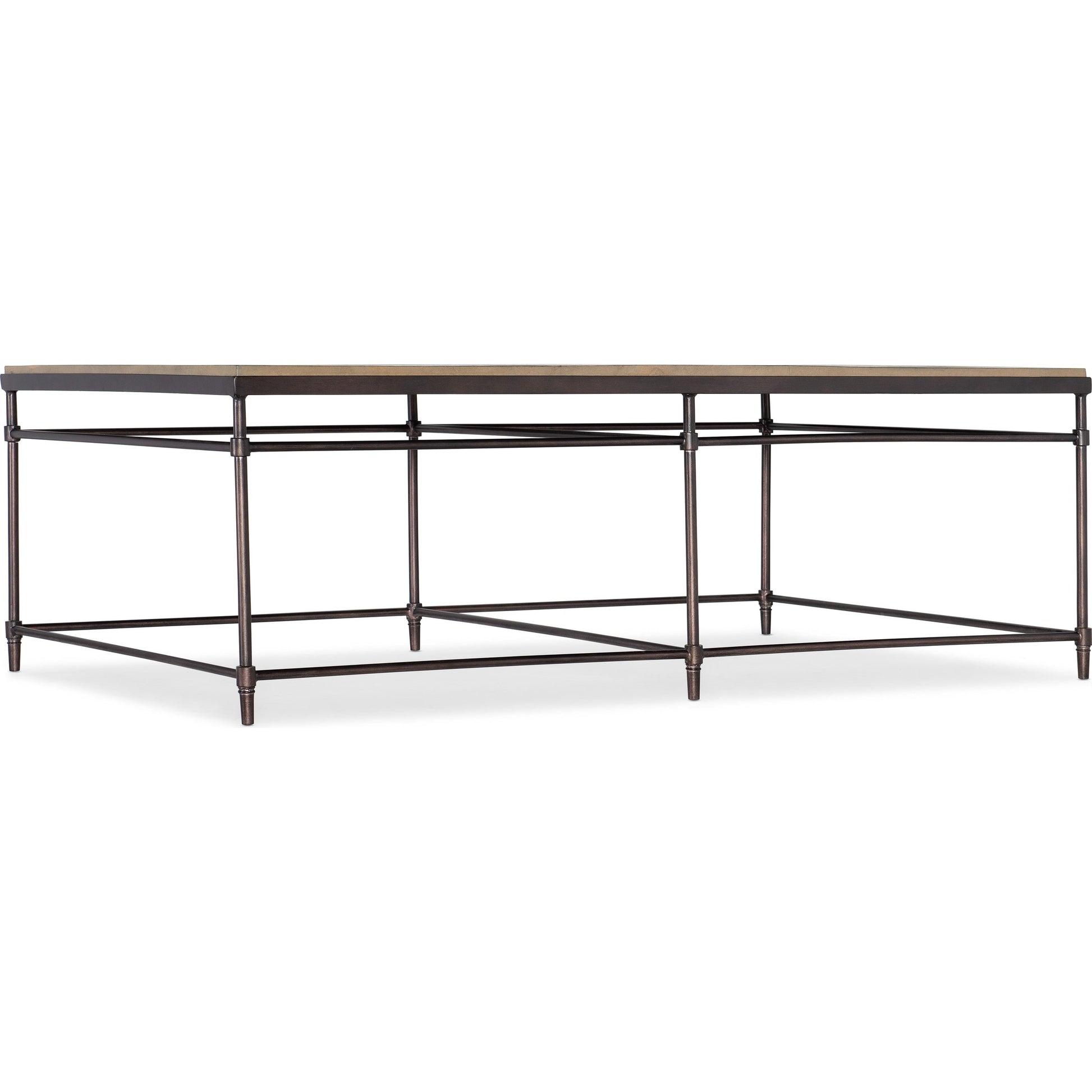 St. Armand Cocktail Table by Hooker Furniture. Made from acacia solids with round metal tube, metal sheet in a modern style.