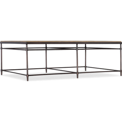 St. Armand Cocktail Table by Hooker Furniture. Made from acacia solids with round metal tube, metal sheet in a modern style.